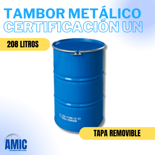 Tambor Metálico Tapa Removible 208 lts Certificación UN