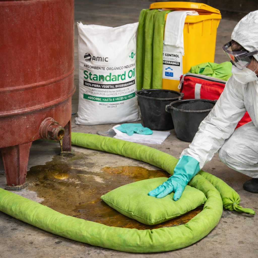 Barrera Absorbente Standard Oil Fibra Vegetal 1,2 Metros Pack (6 unidades) - Amic